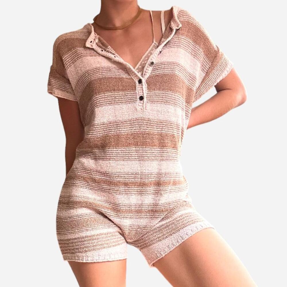 Anthropologie jaden knit striped romper - size XS